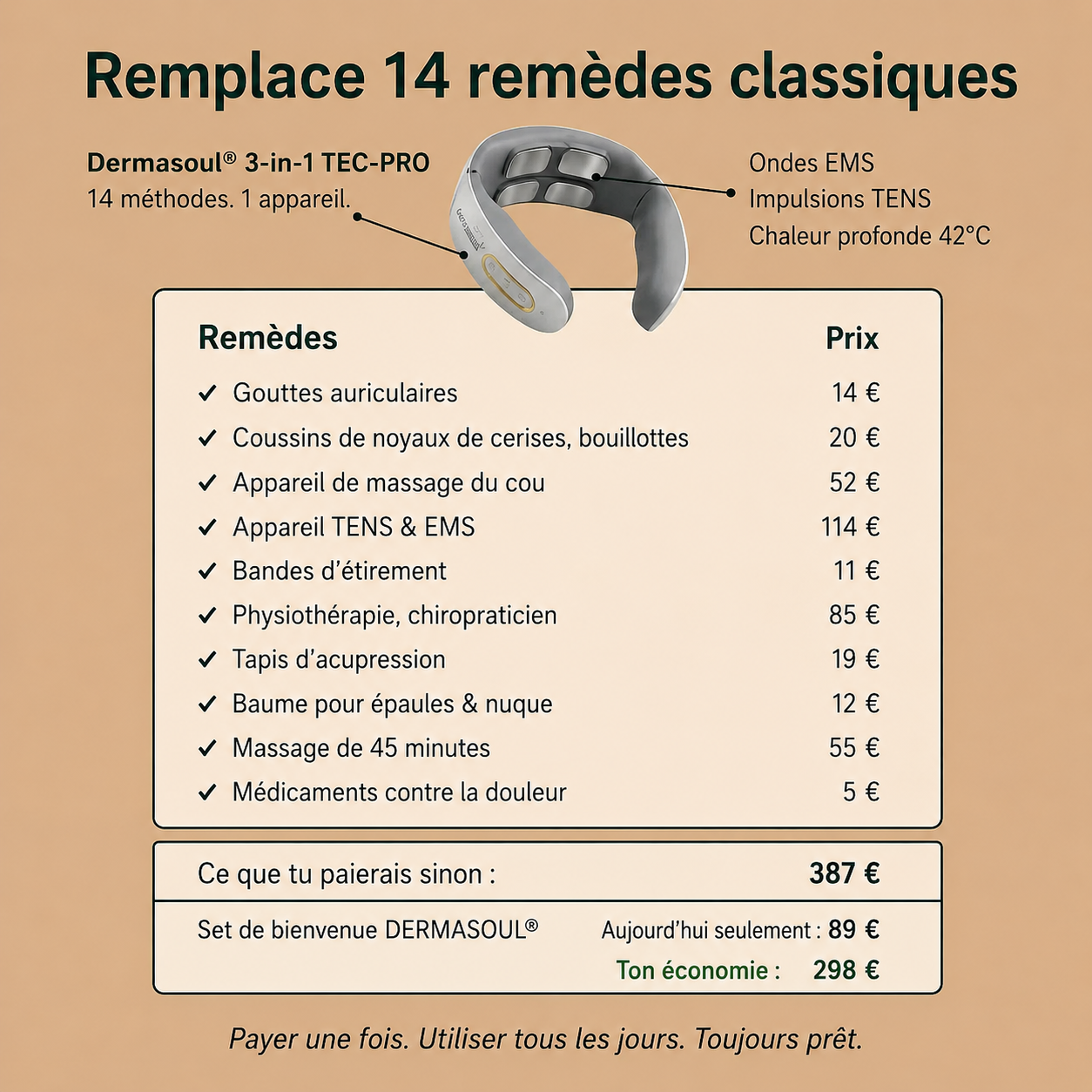 Dermasoul® Solution 3-en-1 contre les acouphènes